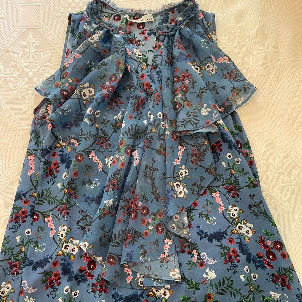 Alice & Olivia floral blue 100% silk top. Excellent condition.